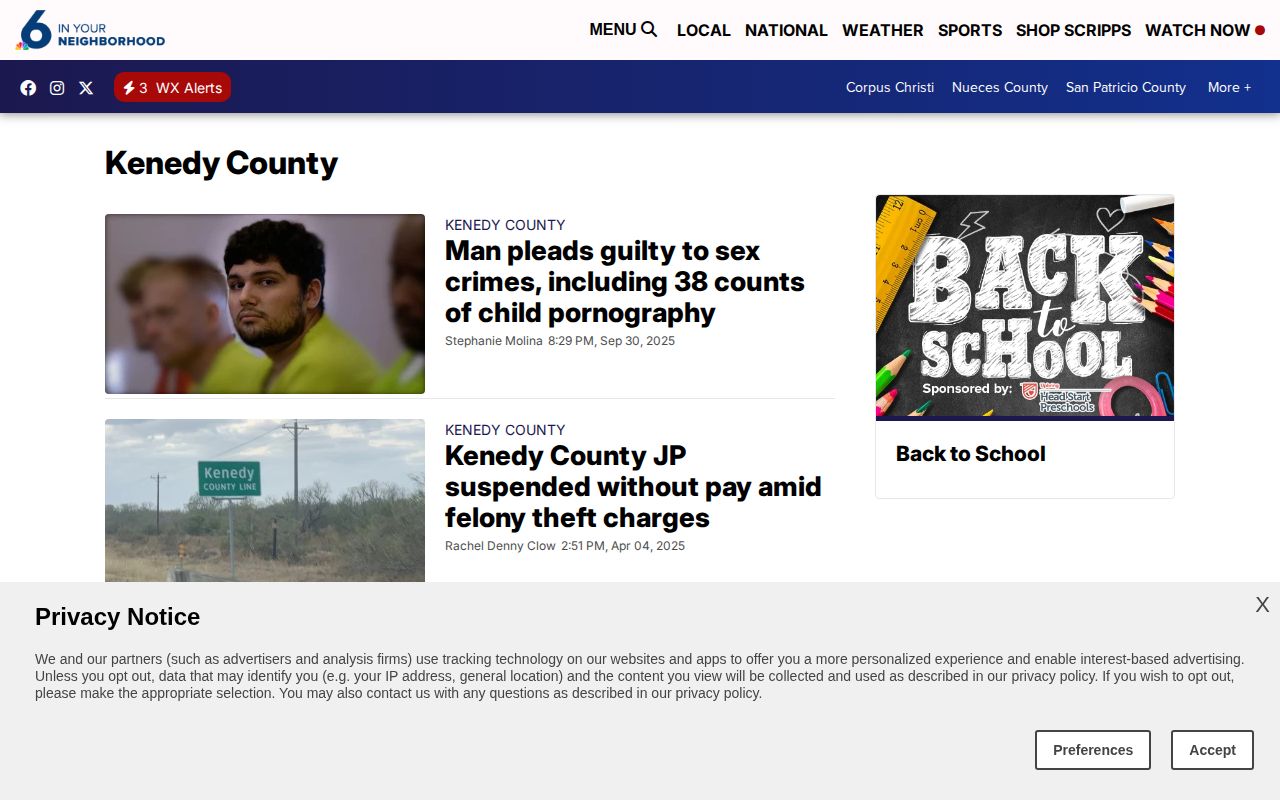 KRIS 6 Kenedy County news index source