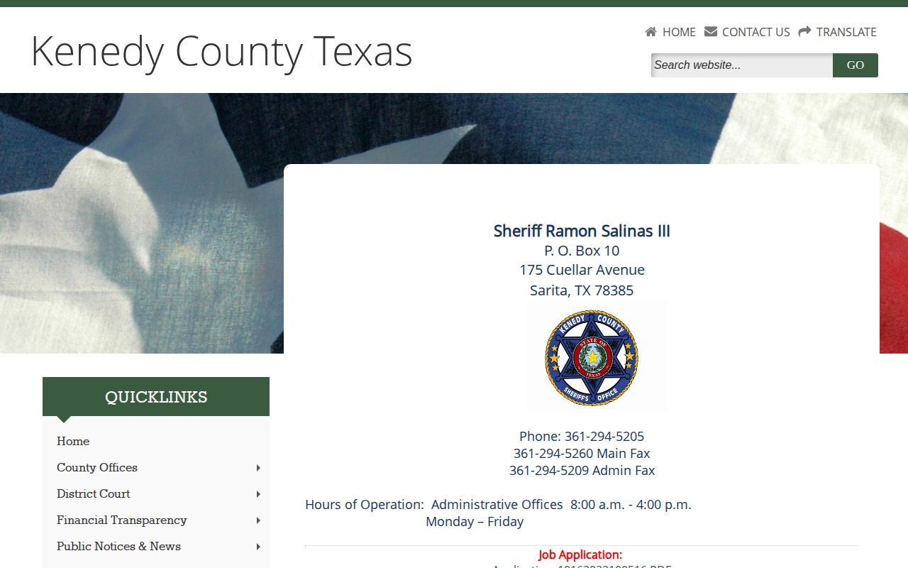 Sarita Kenedy County Sheriff source for busted mugshots and booking records